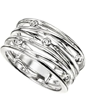 Elements: gekreuzter Bandring mit Zirkonias, Sterling-Silber 925 Größe 56 (17.8) - Damen