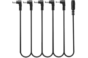 Augioth DC 5-Way Right Angle Plug Daisy Chain Power Cable Guitar Effect Pedal Power Supply Splitter Cable