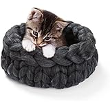 LHWY Weiche Gestrickte Grobe Wolle Haustier Hund Katze Warm Bed House Plüsch Nest Matte Pad (Dark Grau)