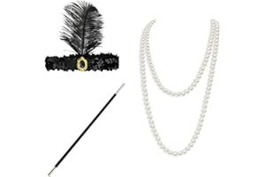 CRLLDPM 3 Pezzi Set di Accessori Anni '20, Accessori Anni 20 Donna, Gatsby Stile Kit, Great Gatsby Accessori Set Accessori Gatsby Costume Set Charleston Accessori per la Festa Degli Anni '20, Halloween Ballo