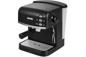 mesko MS 4409 Cafetera Espresso Manual 15 Bares, Depósito 1,5 L, para Preparar Café Latte, Espresso y Capuccino, Vaporizador para Espumar Leche, Negro, 850W