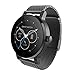 Produktbild Bouder SMA-09 Smart-Armband mit Bluetooth, für Damen und Herren, Herzfrequenz-Überwachung, Schrittzähler, Bluetooth-Smartwatch, Black dial and Black Steel Band