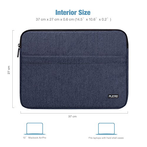 Plemo Laptophülle Tasche aus Denim-Gewebe für 13 – 13,5 Zoll Laptop / MacBook Air / MacBook Pro / Notebook, Denimblau - 6