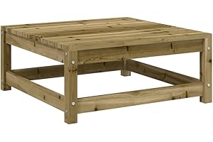 vidaXL Impregnated Pine Wood Garden Footstool - Outdoor Modular Ottoman/Stool with Slatted Top, Brown, 70x70x30 cm