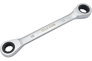DAKCOS Chiave combinata a cricchetto, 10 x 13 mm, 2 in 1, doppia estremità, chiave a cricchetto CR-V con finitura cromata opaca
