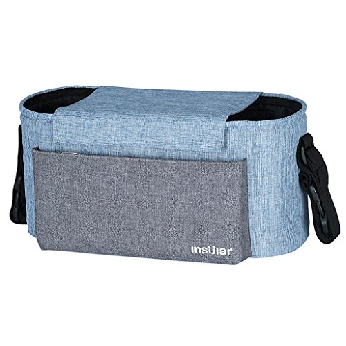 Preisvergleich Produktbild Sharplace Kinderwagen Organizer Tasche mit 2 Flaschenhalter Magnetverschluss Kinderwagen Clips Kinderwagen-Zubehör - Blau