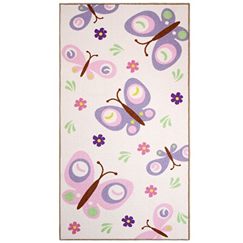 Infantastic Kinderteppich Schmetterling in Größe 80/150 cm/120/170 cm/160/230 cm/200/290 cm in bunten Farben aus widerstandfähigem Polyester mit 7 mm Höhe