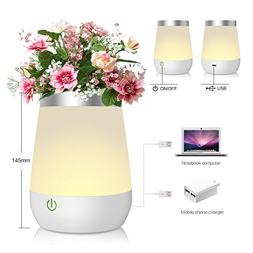 Tischlampe Nachttischlampe Nachtlicht VasenLampe 3 Modi wasserdichte Stimmugslicht als Dekoration, 350 ml Kapazität Tischleuchte USB aufladbare LED Lampe für Schlafzimmer,Wohnzimmer, Büro, Tisch, usw. - 6