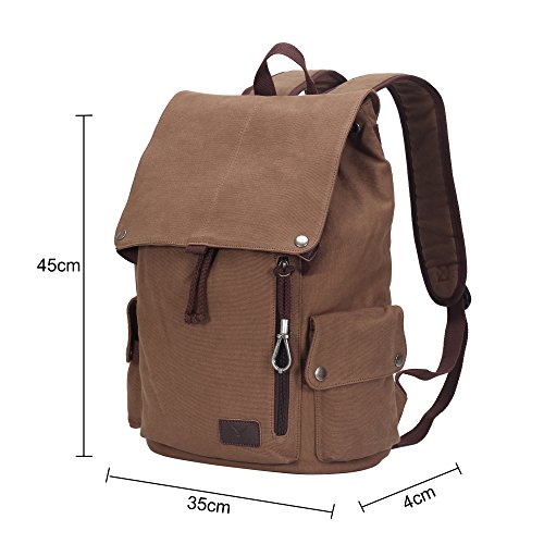 Veevan Damen Herren Retro Canvas Laptop Rucksack 15,6 - 7