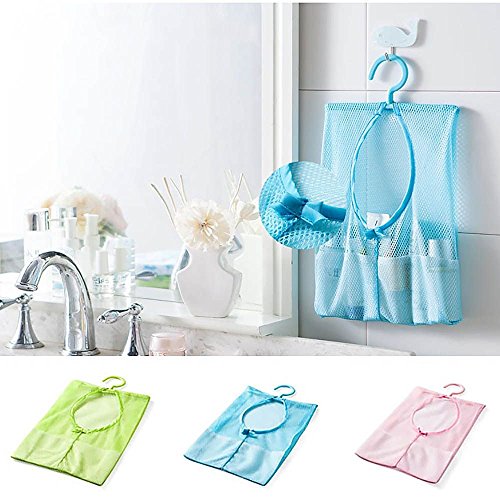 Mesh-hängender Speicher-Beutel-Raum-Retter Organizer mit Haken Küche Bad -Blau