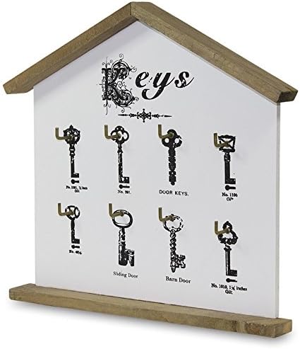 Shabby Chic Wooden Key Board Rack KEYS Holder Storage Hooks Wall Mounted House Shaped Board