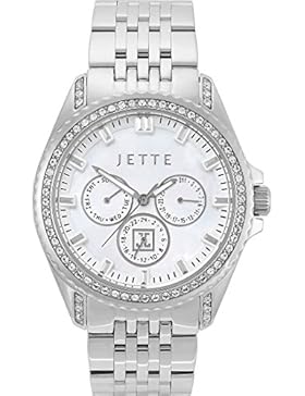 JETTE Time Damen-Armbanduhr Existence Edelstahl mit Swarovski-Kristall Analog Quarz One Size, perlmutt, silber