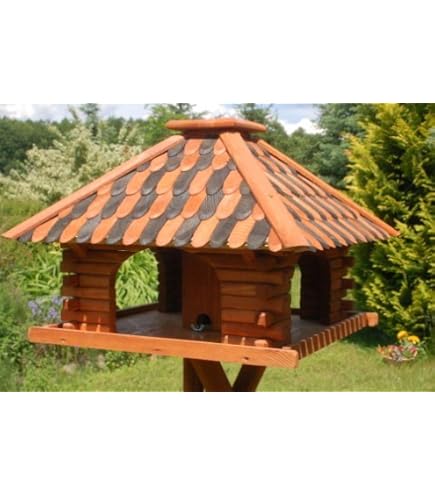 Deko-Shop-Hannusch Futtervogelhaus Mit Solarbeleuchtung – 50x50 Cm, Massiv Holz, Dach Wählbar