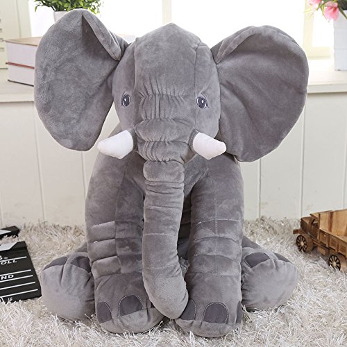 Kenmont Baby Kind Kinderkopfkissen Elefant elephant pillow weichem Schlaf Stuffed Plüsch Kissen Plüschtiere besten Geschenke 100% Baumwolle, 40cm*37cm*25cm (Grau) - 2