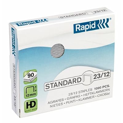 Rapid Agrafes en fil souple Standard N°23, Longueur 12 mm, 1000 Agrafes, Agrafe jusqu’à 90 feuilles, Fil galvanisé, 24869400