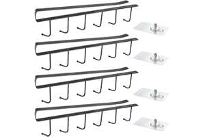 4 haczyki na kubki, uchwyty na filiżanki, haczyki kuchenne bez wiercenia, haczyki do przechowywania z 4 śrubami samoprzylepnymi, uchwyty na kubki, kubki, kieliszki do wina, przybory kuchenne