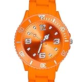 Taffstyle Farbige Sportuhr Armbanduhr Silikon Sport Watch Damen Herren Kinder Analog Quarz Uhr 39mm Orange