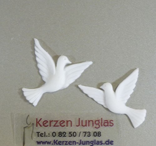 Wachsmotiv Taubenpaar weiss, 40x35 mm - 9630_ - Wachsdekor für Kerzen