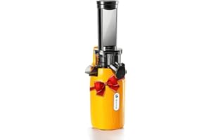 Ventray Ginnie Extractor de zumos y verduras - Slow Juicer con función de masticación inversa, Licuadora para Verduras y Frutas, Fácil de Limpiar, Extracción Lenta 60 rpm, Sin BPA, Amarillo soleado