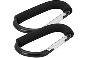 CS&BEAUTY 2X Black 6.3” Large Buggy Clips for Pram & Pushchair, Shopping Secure Hooks - 16cm (6.3") (2 pcs Large Buggy Clips)