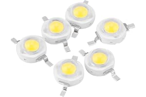 Raguso 1W 100 Pcs LED Chips High Power LED Beads Light-Emitting Diode Chips SMD Light Emitter Componentsfor DIY Lighting Fixtures(White 6000K)