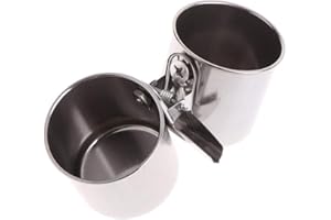 HYPEETY Bird Parrot Feeding Double Cups Stainless Steel Food Water Bowls with Clip Bird Seed Feeder Cups Hanging Bowl Cage Stand Accessories