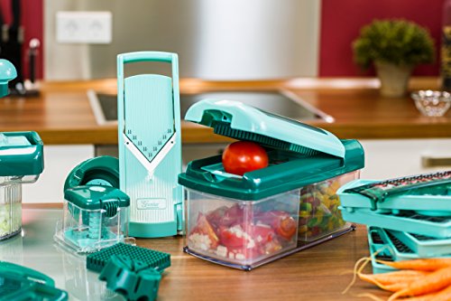 Genius Nicer Dicer Fusion | 13 Teile | smaragdgrün | Alles-Schneider | Hobeln | Würfeln | Schneid-Gerät | TV-NEU - 2