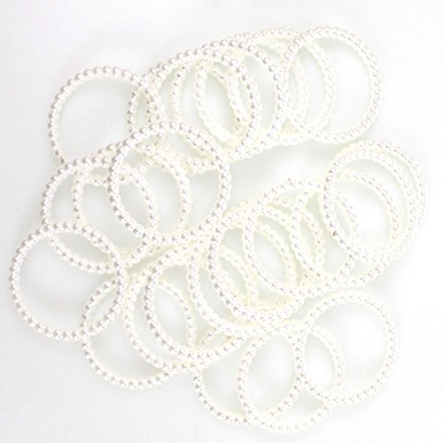 25 Serviettenringe Perlen Kunststoff D ca. 4cm, Farbe:weiß