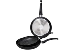 Tognana Rock in Black, Set 3 Padelle 20/24/28 cm, Alluminio, Nero