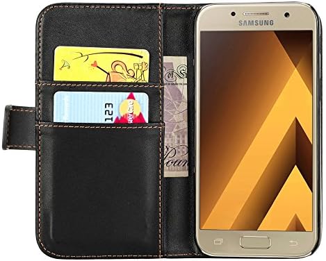 Centopi Samsung Galaxy A3 (2017) Case PU Leather Wallet Cover with Cash and Card Slots – Black | Not for Older Galaxy A3 Models