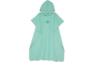 Retrok Poncho de surf de microfibra de gran tamaño, 110 x 90 cm, de secado rápido, ultraligero, con capucha, ayuda para cambiar, playa, para adultos, adolescentes, lavable a máquina (verde menta)