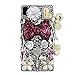 Produktbild Sony Xperia Z5 Compact Hülle, Sense TE Strass [3D Handgefertigt] Diamant Serie Bling Schutz Handy Tasche Kristall Transparent Case klar Cover Hülle mit Retro Anti Staub Stecker - Big Bowknot Herz Anhänger Kreuz Blumen / Rot