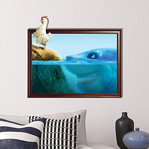 Shark Attack 3D weian (Chicken) Three-dimensional Wall Stickers Bedroom Living Room TV Sofa Background HD Self Adhesive Stickers, 91.2 * 58-91.2 * 58