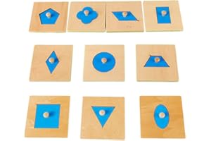 TOYANDONA 10 Pièces Montessori Multiples Forme Puzzle Jumbo Bouton en Bois Géométrie Forme Puzzle' éducation Préscolaire D' Apprentissage Matériel Trieuse