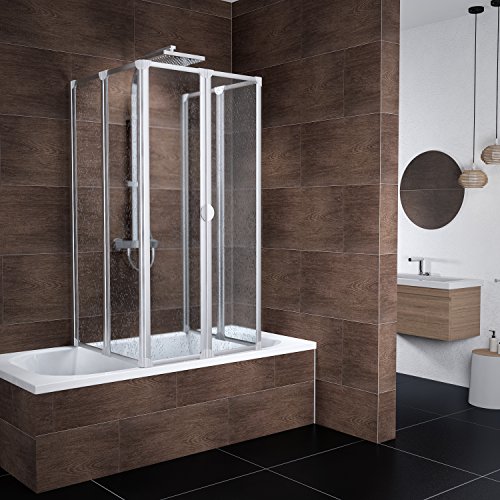 Schulte Duschabtrennung Badewanne Kunstglas alunatur 2×3 teilig 2 x 140×104 cm München, 1 Stück, 4056397001294 - 2