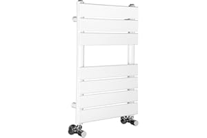 Warmehaus Designer Bathroom Flat Panel Heated Towel Rail Radiator Ladder Rad 650 x 400 mm - White