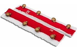 AMESBICHLER REITSPORT HorseGuard Weihnachts Trensenzaumschoner, rot/weiß, Halfterschoner Zügelschoner 1 Paar mit Glöckchen