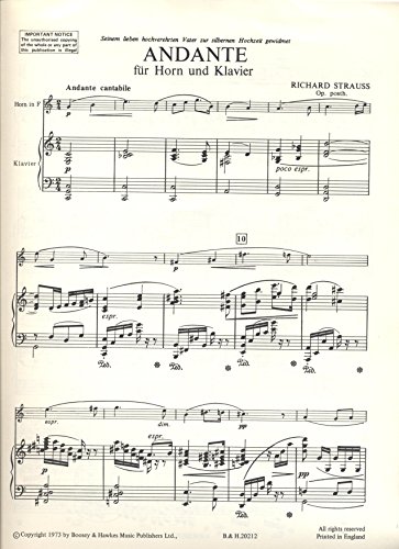 Boosey Hawkes Strauss Richard Andante Op Posth Horn And Piano Classical Sheets Horn By Richard Strauss Sheet Music Sheet Music Pdf Kindle Aduketom