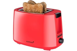 Korona 21132 Tostapane | rosso | 2 fette tostapane | 750 Watt | con attacco per il pane e un'impostazione per scongelare e riscaldare