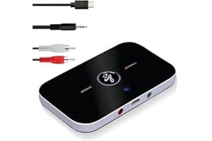 ZISONIX Adaptateur Bluetooth Récepteur, Émetteur 5.0 Transmetteur 2 en 1 avec Sortie 3,5mm Adaptateur/Convertisseur Bluetooth Audio RCA