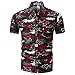 Price comparison product image FNKDOR Summer Man Fashion Cool Beach Swimming Floral Printed Blouse Casual Short Sleeve Slim Shirts Tops (UK-16/CN-M, Only Top Multicolor4)