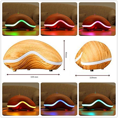 150ml Aroma Diffuser,SGODDE Holzmaserung LED Luftbefeuchter Ultraschall mit 7 Farben Licht Humidifier für Yoga Salon Spa Wohn-, Schlaf-, Bade- oder Kinderzimmer - 2