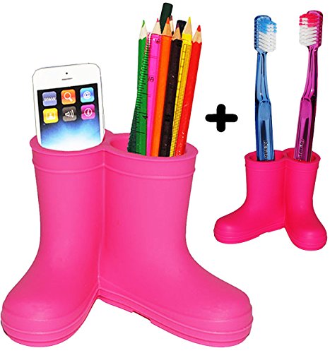 2 tlg. Set _ “ verschiedene Gummistiefel – freie FARBWAHL “ – Organizer – Utensilienbehälter / Stiftebecher – aus Silikon – für Kinder & Erwachsene / z.B. Fernbedienung – Stifte / Handyhalter – Schminkstiftehalter / Zahnbürstenhalter – zum Zähneputzen – Badezimmer Bad Kinderzahnbürste / Schuhe Stiefel – lustig bunte – Utensilo / Schreibtischbutler – Organizer – Schreibtischbox – Stifteköcher – Kosmetikorganizer – Stiftbecher / Stiftebox – Stiftehalter – Aufbewahrungsbox - 6