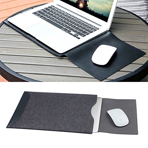 GENORTH® Filz Sleeve Hülle Ultrabook Laptop Tasche für MacBook Air & Macbook Pro 13,3 Zoll, MacBook Pro Retina 13 Zoll Hülle mit Geschütztes Inneres und Externes Mousepad (Schwarz) - 2