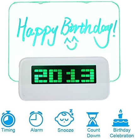 Goldfox LED Digital Alarm Clock Novel LED Message Board Desk Table Alarm Clock with Fluorescent Digital Screen Temperature Calendar Timer 4 USB Hub with Highlighter, Christmas Birthday Gifts (Green)