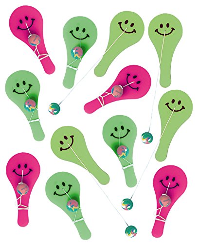 Amscan INT390578 - Paddleballs, 12 Stück, bunt