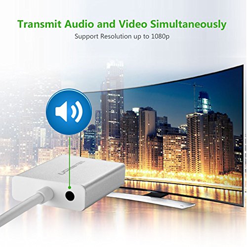 UGREEN Mini DisplayPort auf VGA Adapter Kabel Konverter 1080p inkl. Audio Übertragung mini DP Stecker zu Vga Buchse mit Hochwertigem Aluminiumgehäuse für Apple Macbook, Macbook Pro, iMac, Macbook Air, Mac Mini und Lenovol Thinkpad etc. - 2