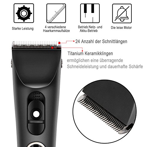 KYG Profi LCD Power Anzeige Haarschneider mit beide 2000mAh Akku und ein Koffer Haarschneidemaschine Set Schwarz - 3