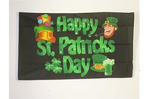 AZ FLAG - Drapeau Happy Saint Patrick's Day Noir - 90x60 cm - Drapeau Irlandais - Irlande - St Paddy’S Day 100% Polyester avec Oeillets Métalliques in