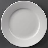 Olympia Hotelware Plates with Wide Rim - White Porcelain - 203 mm - 12 pcs | Break-resistant enamel finish ensures profession